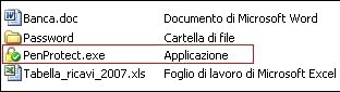 File all'interno della propria Pen Drive o Chiavetta. PenProtect.exe  un un piccolo file di circa 1 MByte e non necessita di installazione. Fare clic sull'immagine per ingrandirla