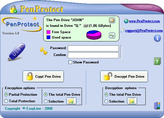 PenProtect screen - PenProtect is the program to protect Flash Drive, Pen Drive or Flash Memory