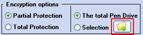 Through the button, highlighted by the red square, you can select files to protect or encrypt your Flash Drive, Pen Drive or Flash Memory