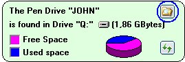 In order to recall Windows Explorer by the Flash Drive, Pen Drive or Flash Memory is it possible to press the button highlited by the blue circle