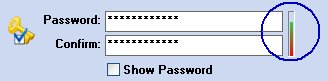 Screen of PenProtect where you should enter the Password. With the bar you have a password-level of your Flash Drive, Pen Drive or Flash Memory.